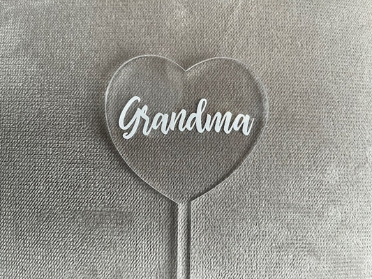 Grandma Heart, Acrylic Floral Pick