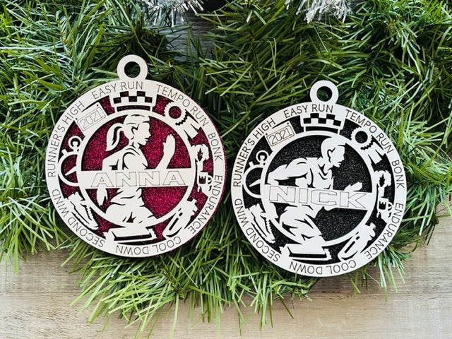 Runner Ornament With Icons- Male or Female- Available Personalized