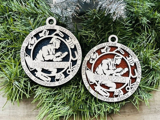 Jiu Jitsu Ornament/ Martial Arts/ Personalized Ornaments/ Christmas Ornaments/Jiu Jitsu Gift/Male or Female/Glitter or Standard Backer/Icons