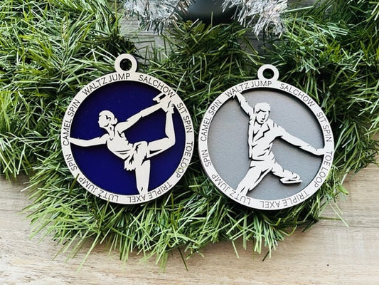 Figure Skating Ornament/ Christmas Ornaments/ Figure Skater/ Figure Skating Gift/ Male or Female/ Glitter or Standard Backer/ No Icons