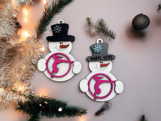 Gymnastics Snowman Ornament/ Gymnastics Ornament/ Sports Ornament/ Snowman Gymnast Ornament/ Snowman with Top Hat/ Available Personalized