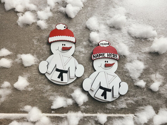 Karate Snowman Ornament/ Karate Ornament/ Sports Ornament/ Snowman Karate Ornament/ Snowman with Beanie/ Available Personalized