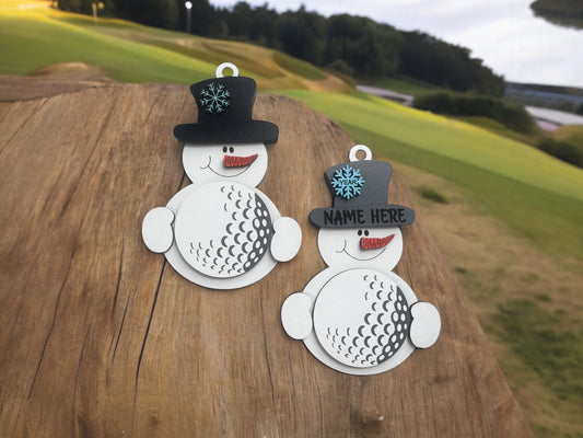 Golf Snowman Ornament/ Golf Ornament/ Sports Ornament/ Snowman Golf Ornament/ Snowman with Top Hat/ Available Personalized/ Golf Gift