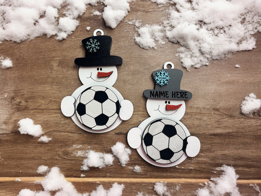 Soccer Snowman Ornament/ Soccer Ornament/ Sports Ornament/ Snowman Soccer Ornament/ Snowman with Top Hat/ Available Personalized