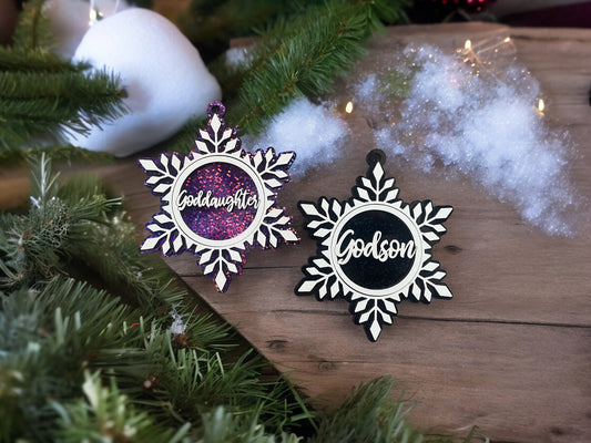 Goddaughter Ornament/ Godson Ornament/ Snowflake Ornament/ Christmas Ornament/ Christmas Gift/ Goddaughter Gift/ Godson Gift/ Godchild Gift