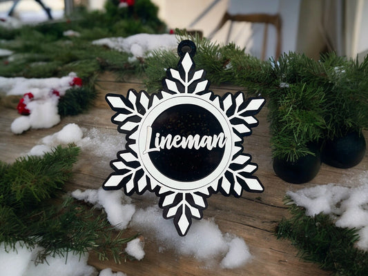 Lineman Snowflake Ornament/ Lineman Gift/ Lineman Ornament/ Christmas Ornament/ Occupational Ornament/ Career Gift/ Gift for Lineman