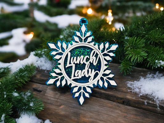 Lunch Lady Snowflake Ornament/ Lunch Lady Gift/ Lunch Lady Ornament/ Christmas Ornament/ Occupational Ornament/ Career Gift