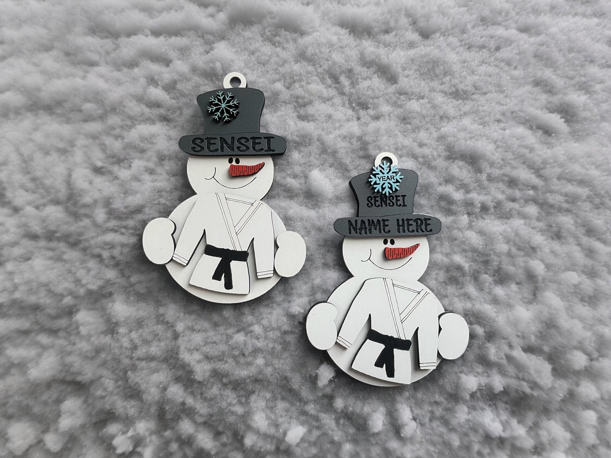 Karate Sensei Snowman Ornament/ Karate Sensei Ornament/ Sports Ornament/ Snowman Karate Ornament/ Snowman Top Hat/ Available Personalized