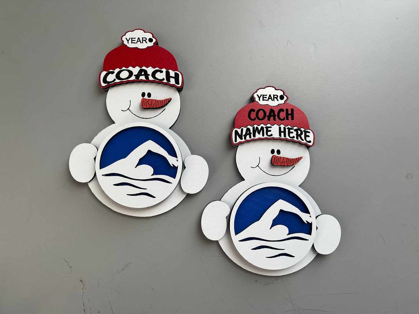 Swimming Coach Snowman Ornament/ Swimming Coach Ornament/ Sports Ornament/ Snowman Swimming Ornament/ Snowman Beanie/ Available Personalized