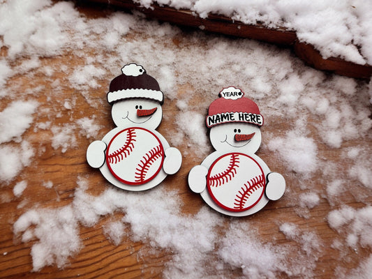 Baseball Snowman Ornament/ Baseball Ornament/ Sports Ornament/ Snowman Baseball Ornament/ Snowman with Beanie/ Available Personalized