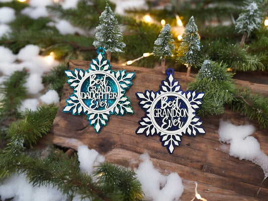 Best Granddaughter Ever Ornament/ Best Grandson Ever Ornament/ Snowflake Ornament/ Christmas Ornament/ Christmas Gift