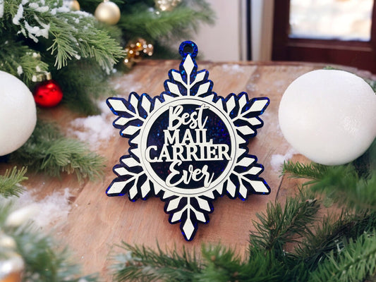 Best Mail Carrier Ever Snowflake Ornament/ Mail Carrier Gift/ Mail Carrier Ornament/ Christmas Ornament/ Christmas Gift