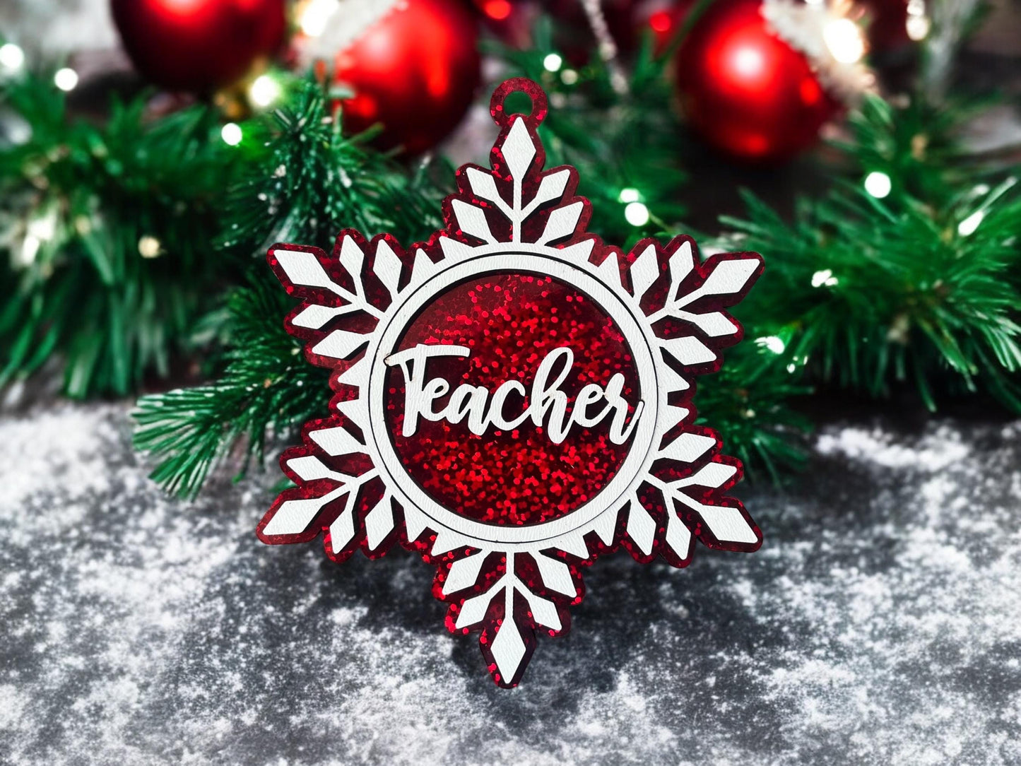 Teacher Snowflake Ornament/ Teacher Gift/ Teacher Ornament/ Christmas Ornament/ Occupation Ornament/ Gift for Teacher/ Teacher Appreciation