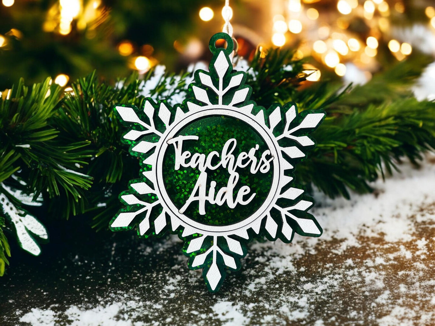 Teacher's Aide Snowflake Ornament/ Teacher's Aide Gift/ Teacher's Aide Ornament/ Christmas Ornament/ Occupation Ornament