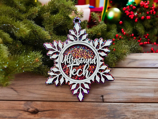 Ultrasound Tech Snowflake Ornament/ Ultrasound Tech Gift/ Ultrasound Tech Ornament/ Christmas Ornament/ Occupational Ornament/ Career Gift