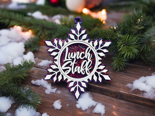 Lunch Staff Snowflake Ornament/ Lunch Staff Gift/ Lunch Staff Ornament/ Christmas Ornament/ Occupational Ornament/ Career Gift