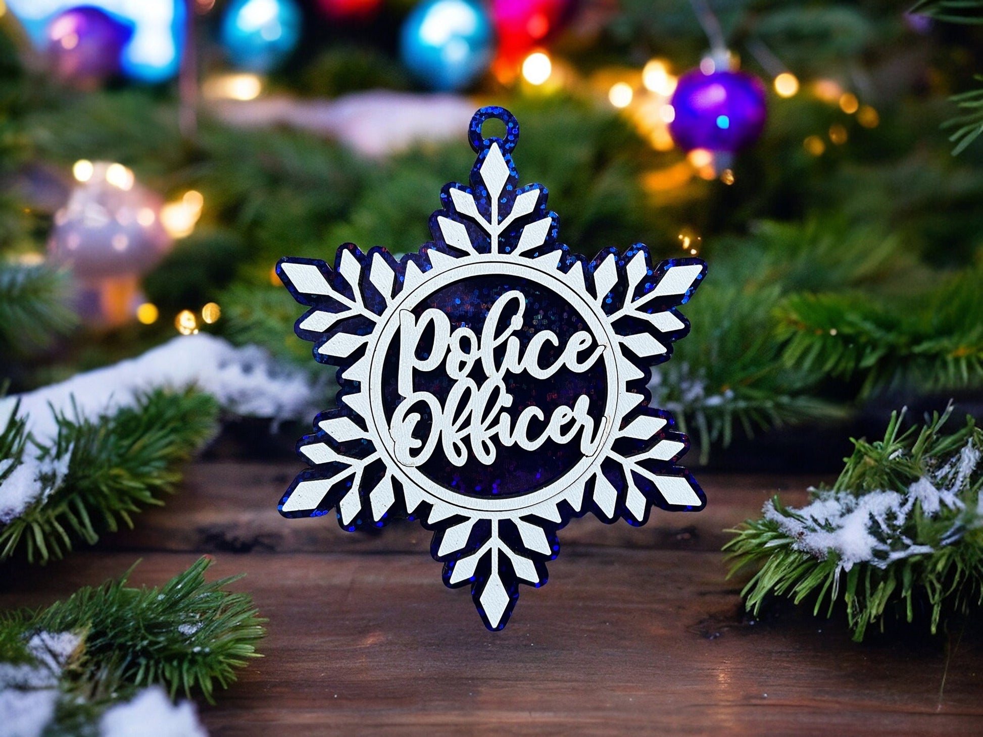 Police Officer Snowflake Ornament/ Police Officer Gift/ Police Officer Ornament/ Christmas Ornament/ Occupational Ornament/ Career Gift