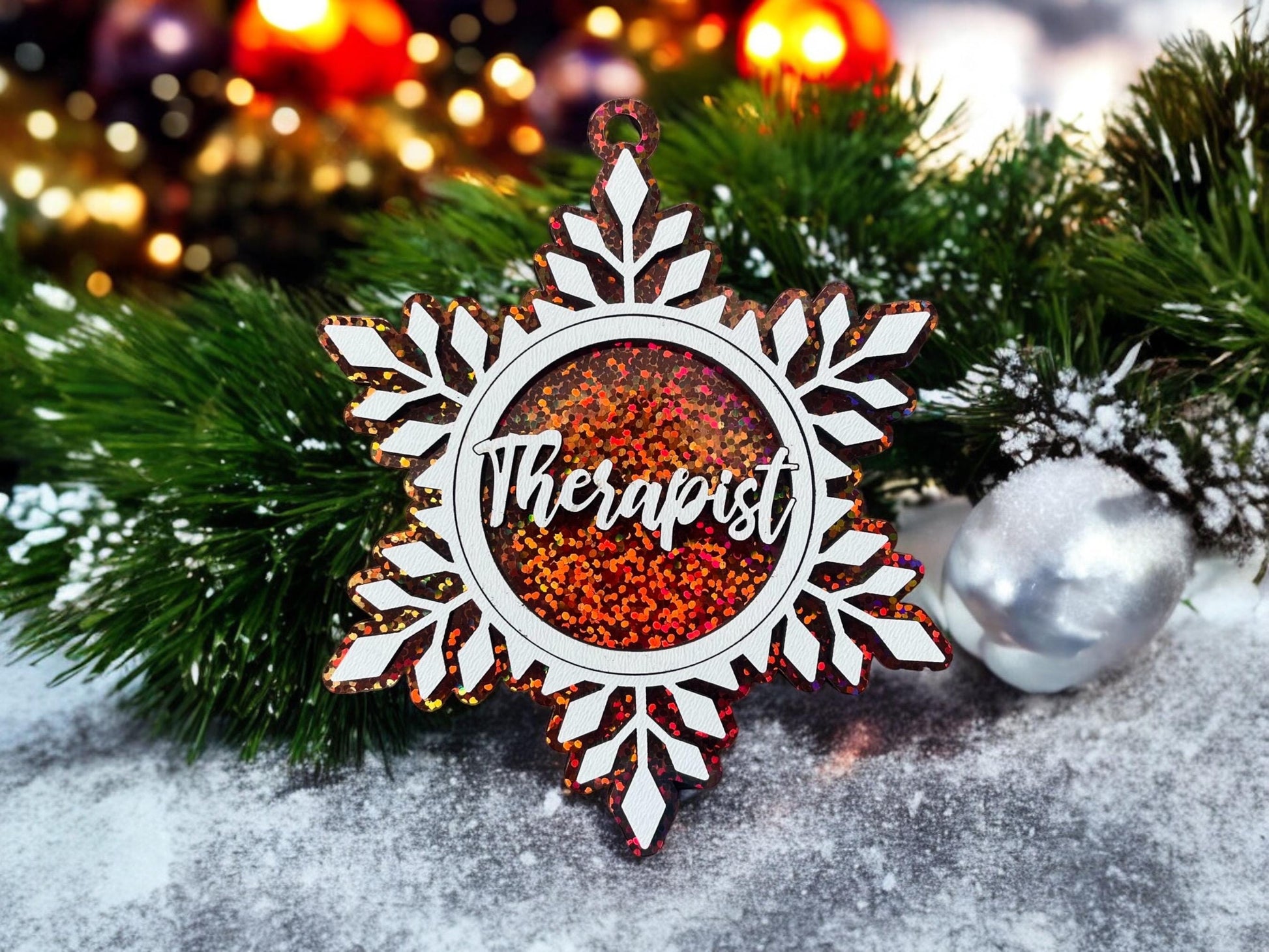 Therapist Snowflake Ornament/ Therapist Gift/ Therapist Ornament/ Christmas Ornament/ Occupation Ornament/ Gift for Therapist