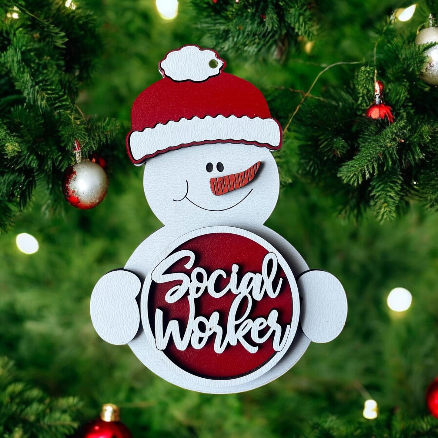 Social Worker Snowman Ornament/ Social Worker Ornament/ Snowman Social Worker Ornament/ Snowman Beanie/ Available Personalized/ Occupational