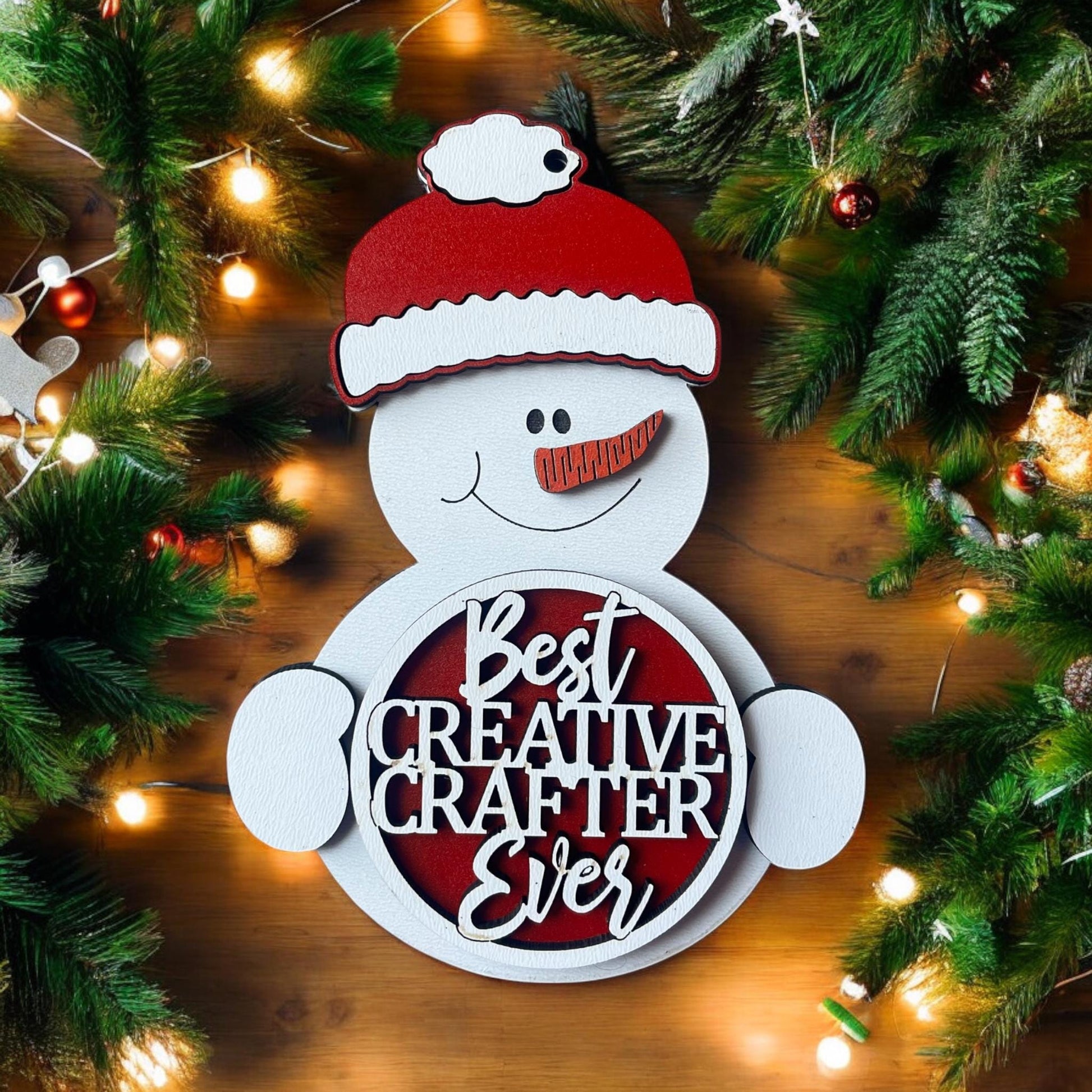 Best Creative Crafter Ever Snowman Ornament/ Crafter Snowman/ Occupation Ornament/ Snowman Crafter Ornament/ Beanie/ Available Personalized