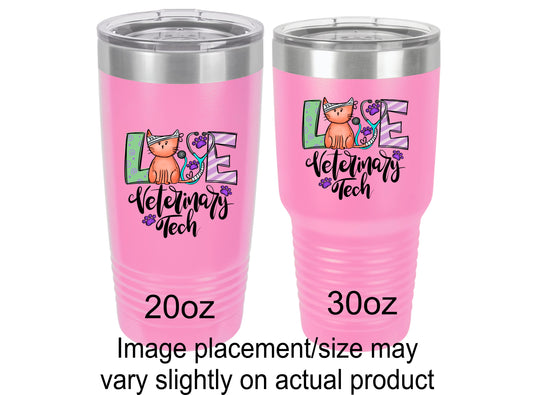 Love Veterinary Tech Tumbler with Cat