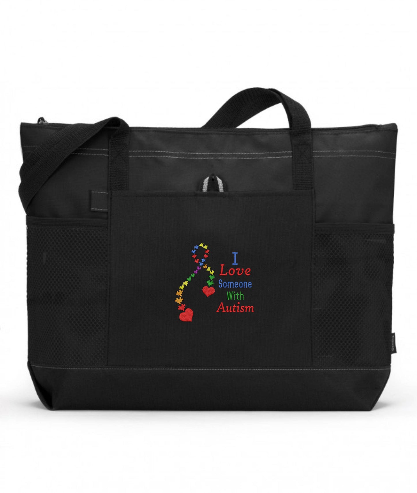 I Love Someone With Autism Embroidered Autism Tote Bag