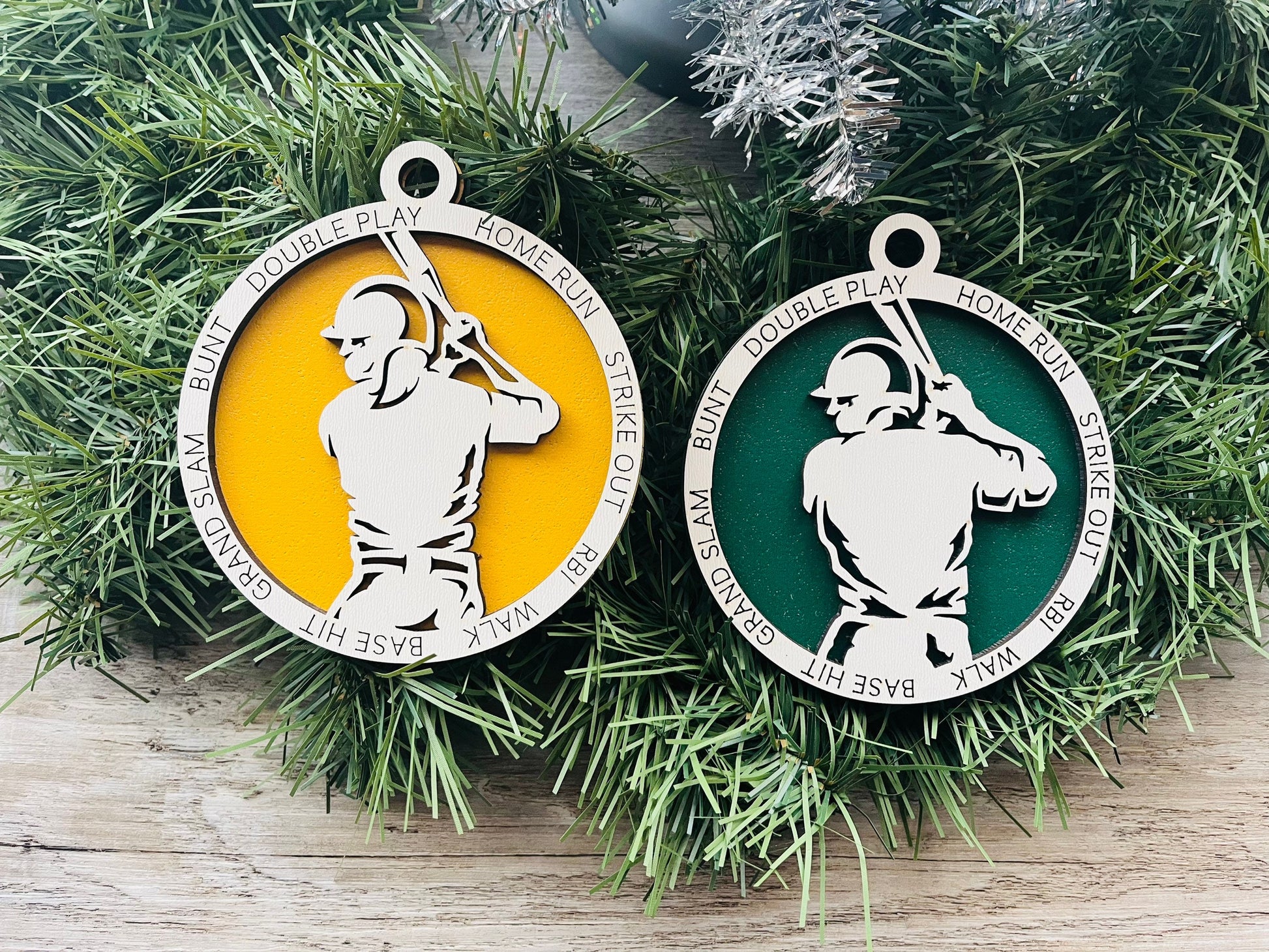 Baseball Ornament/ Softball Ornament/ Batter/ Christmas Ornaments/ Sports Ornaments/ Baseball Softball Gift/Glitter Standard Backer/ No Icon