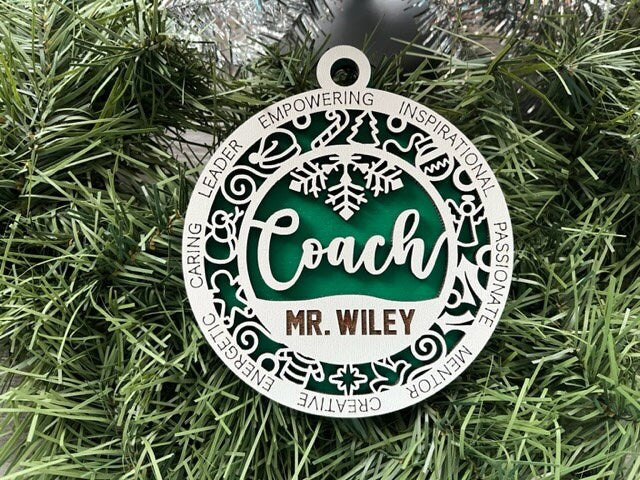 Personalized Coach Ornament/ Custom Coach Ornament/ Coach Gift/ Sports Ornament/ Sports Gift/ Christmas Ornaments/ With Icons