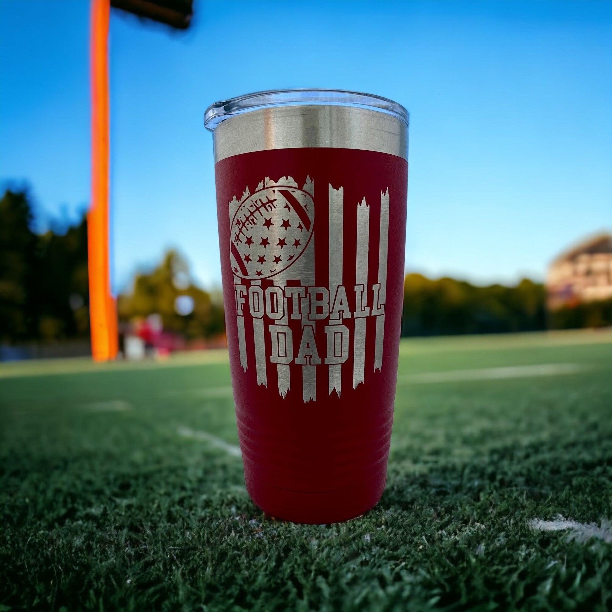 Football Dad Tumbler/ Football Dad Flag/ Football Gift/ Engraved Tumbler/ Double Sided Design/ Polar Camel Tumbler/ Colorful Tumblers/ 20 oz