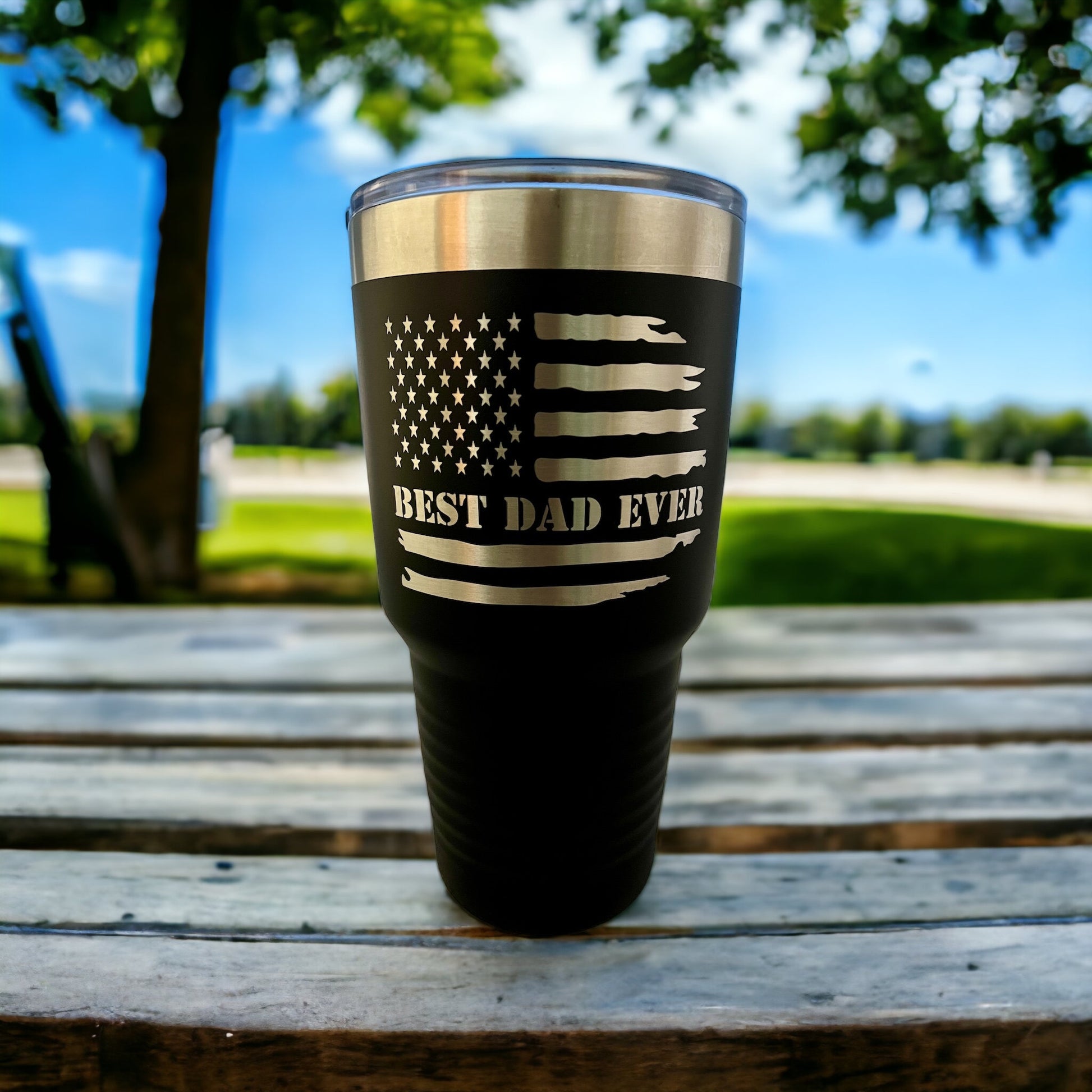 Best Dad Ever Tumbler/ Flag Tumbler/ Dad Gift / Dad Tumbler/ Dad Flag/ Flag Gift/ Engraved Tumbler/ Double Sided Design/ 30 oz Tumbler