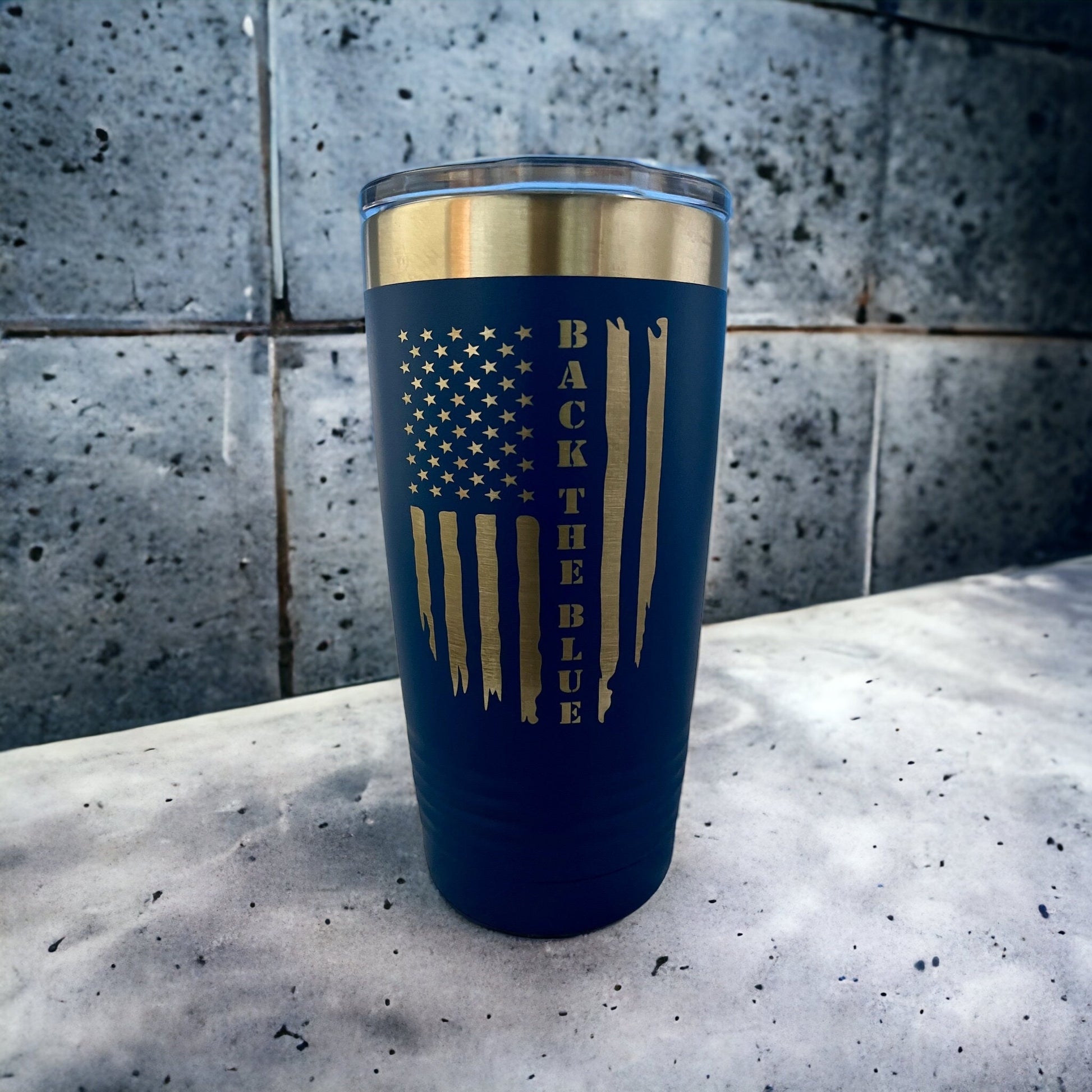 Back The Blue Tumbler/ Back The Blue Flag/ Police Gift/ Engraved Tumbler/ Double Sided Design/ Occupational Tumbler/ Colorful Tumbler/ 20 oz