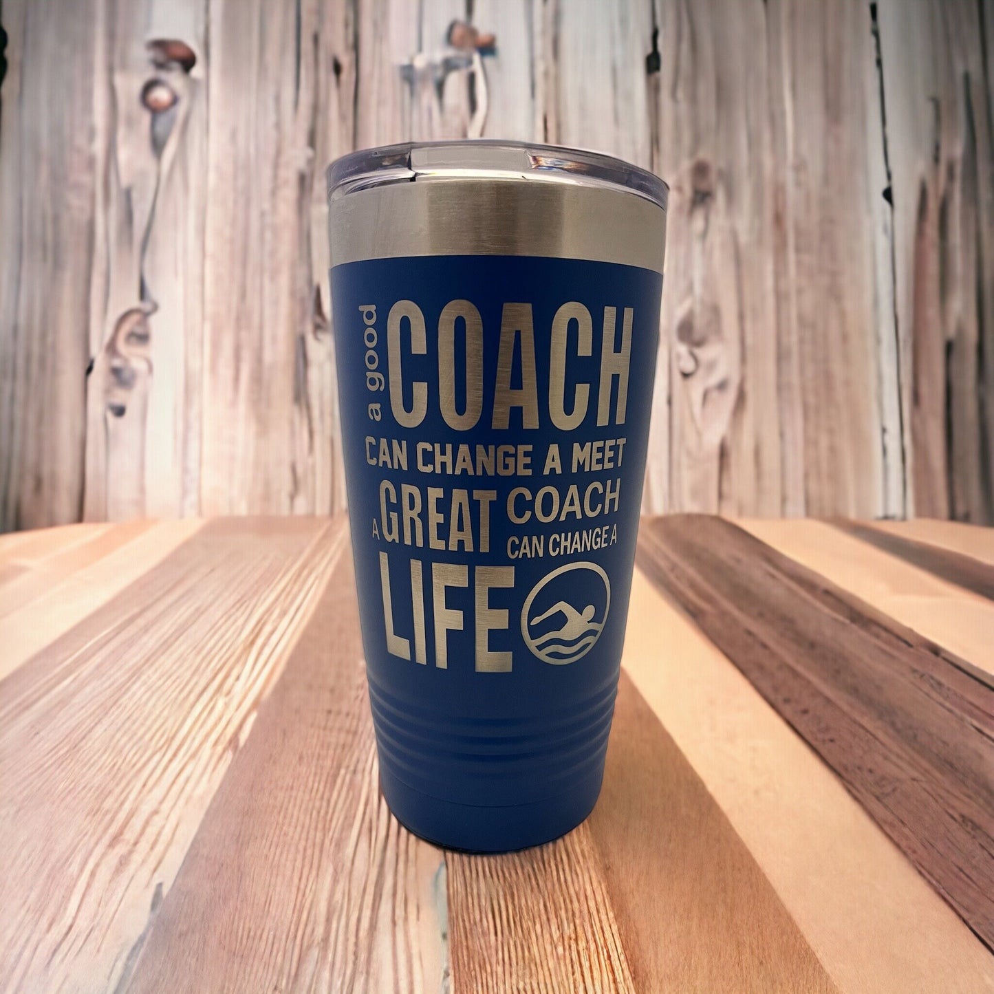 Swimming Coach Tumbler/ A Good Coach Can Change A Meet/ Swim Coach Gift/ Engraved On Both Sides/ Available Personalized/ Coach Tumbler/20 oz