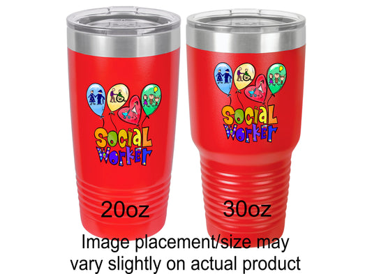 Social Worker Tumbler with Balloons